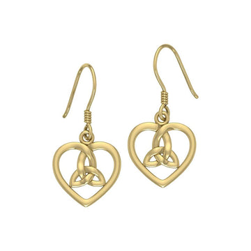 Celtic Heart Trinity Knot Solid Gold Earrings GER1292 - Jewelry